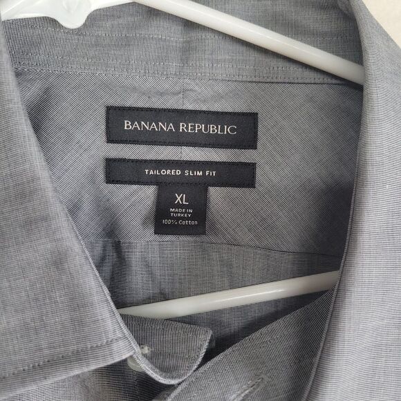 Banana Republic Gray Shirt Mens XL Tailored Slim Fit Gray Button Down NWT - Picture 3 of 9